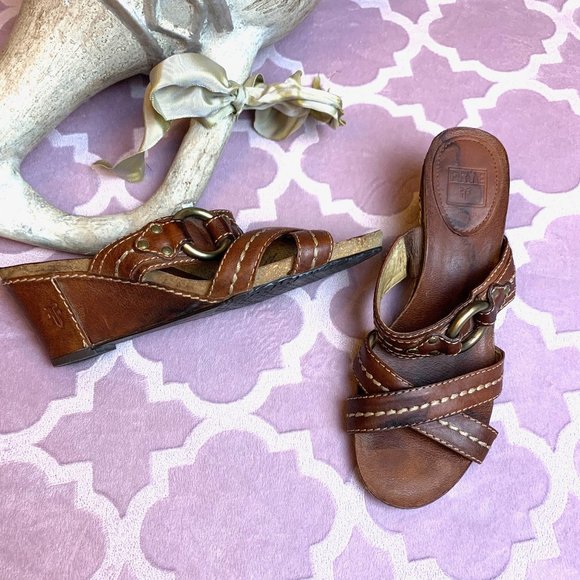 Frye Shoes - Frye Sandal Lynn Slide Wedge Stitched Leather SZ 7